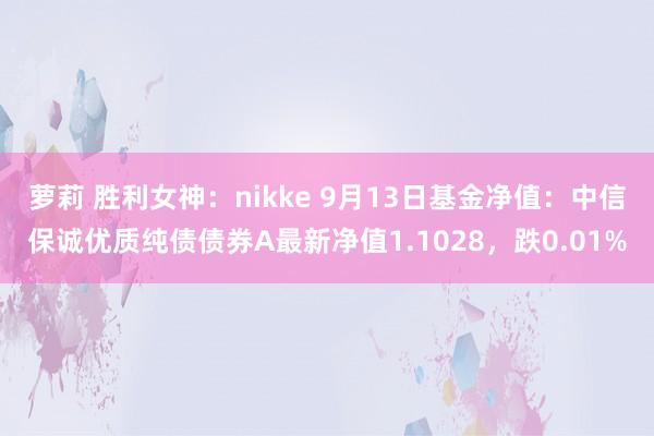 萝莉 胜利女神：nikke 9月13日基金净值：中信保诚优质纯债债券A最新净值1.1028，跌0.01%