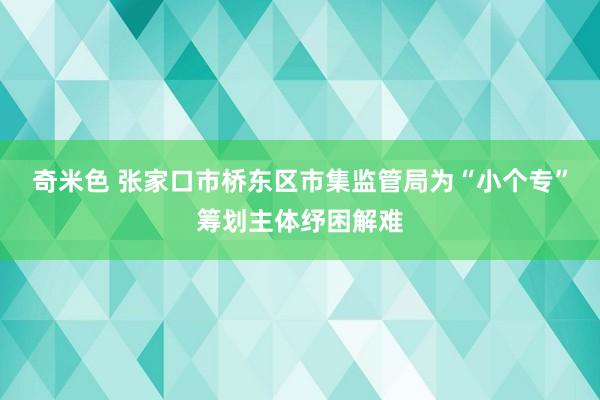 奇米色 张家口市桥东区市集监管局为“小个专”筹划主体纾困解难