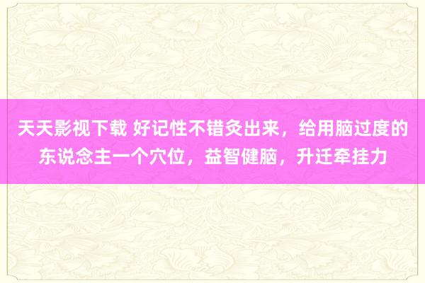 天天影视下载 好记性不错灸出来，给用脑过度的东说念主一个穴位，益智健脑，升迁牵挂力