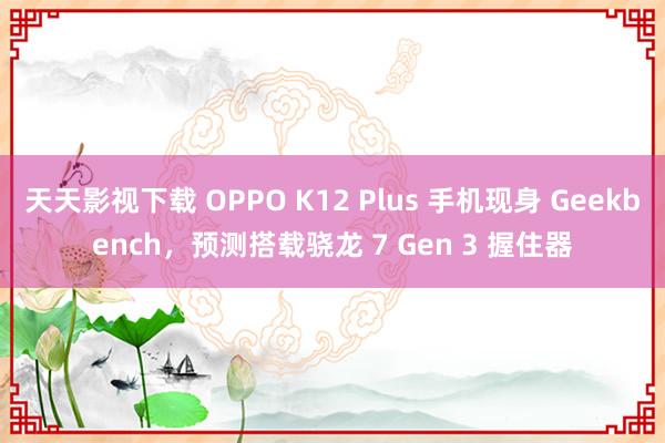 天天影视下载 OPPO K12 Plus 手机现身 Geekbench，预测搭载骁龙 7 Gen 3 握住器