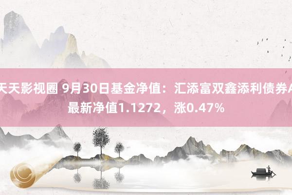 天天影视圈 9月30日基金净值：汇添富双鑫添利债券A最新净值1.1272，涨0.47%