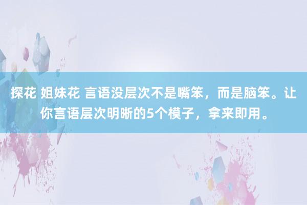 探花 姐妹花 言语没层次不是嘴笨，而是脑笨。让你言语层次明晰的5个模子，拿来即用。