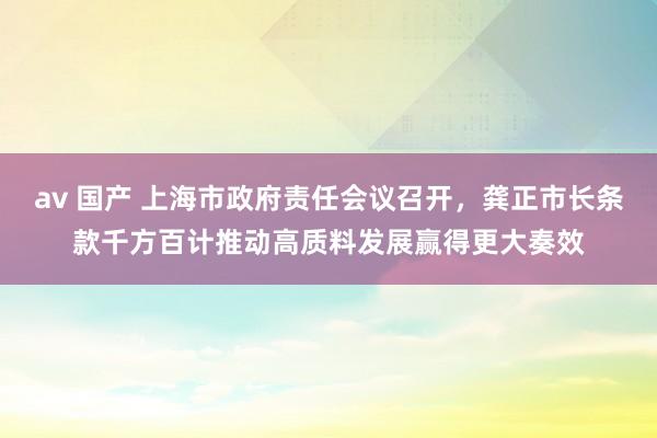 av 国产 上海市政府责任会议召开，龚正市长条款千方百计推动高质料发展赢得更大奏效