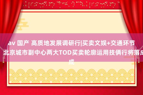 av 国产 高质地发展调研行|买卖文娱+交通环节，北京城市副中心两大TOD买卖轮廓运用技俩行将落成