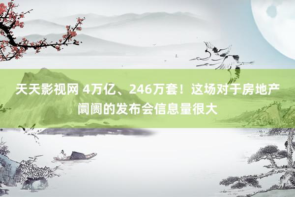 天天影视网 4万亿、246万套！这场对于房地产阛阓的发布会信息量很大