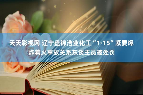 天天影视网 辽宁盘锦浩业化工“1·15”紧要爆炸着火事故关系东谈主员被处罚