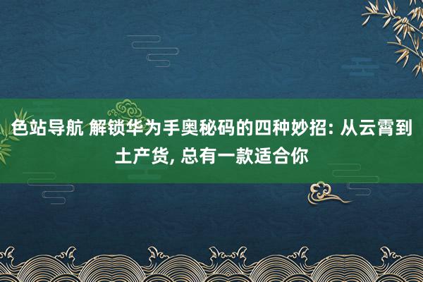 色站导航 解锁华为手奥秘码的四种妙招: 从云霄到土产货， 总有一款适合你