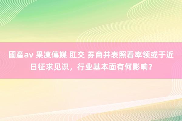 國產av 果凍傳媒 肛交 券商并表照看率领或于近日征求见识，行业基本面有何影响？