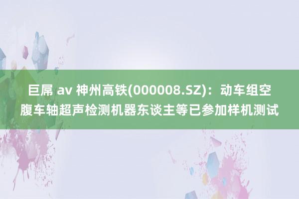 巨屌 av 神州高铁(000008.SZ)：动车组空腹车轴超声检测机器东谈主等已参加样机测试