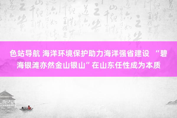 色站导航 海洋环境保护助力海洋强省建设  “碧海银滩亦然金山银山”在山东任性成为本质