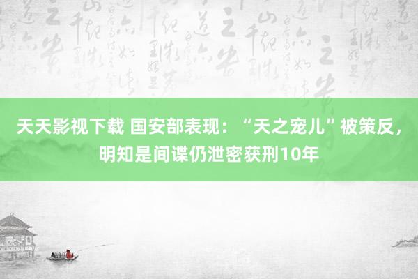 天天影视下载 国安部表现：“天之宠儿”被策反，明知是间谍仍泄密获刑10年