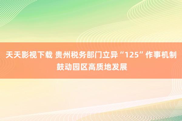 天天影视下载 贵州税务部门立异“125”作事机制 鼓动园区高质地发展