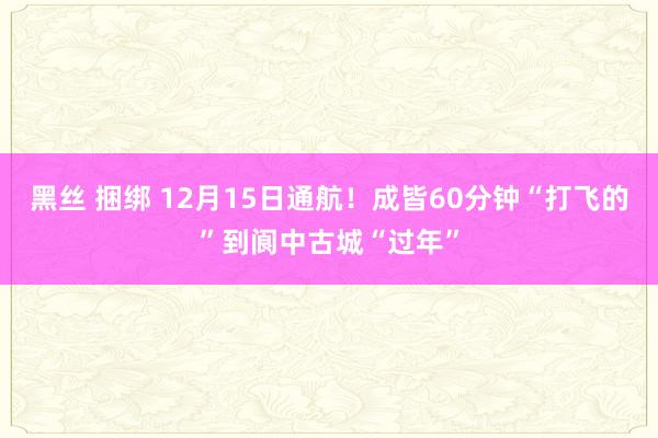 黑丝 捆绑 12月15日通航！成皆60分钟“打飞的”到阆中古城“过年”