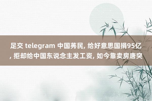 足交 telegram 中国莠民， 给好意思国捐95亿， 拒却给中国东说念主发工资， 如今靠卖房唐突