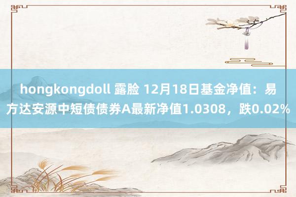 hongkongdoll 露脸 12月18日基金净值：易方达安源中短债债券A最新净值1.0308，跌0.02%