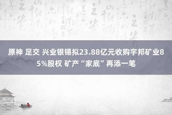 原神 足交 兴业银锡拟23.88亿元收购宇邦矿业85%股权 矿产“家底”再添一笔