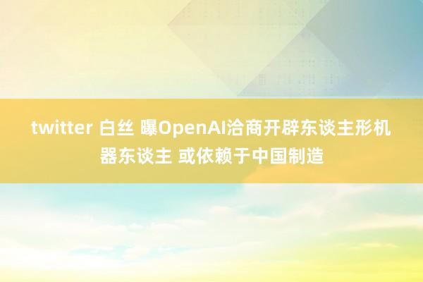 twitter 白丝 曝OpenAI洽商开辟东谈主形机器东谈主 或依赖于中国制造