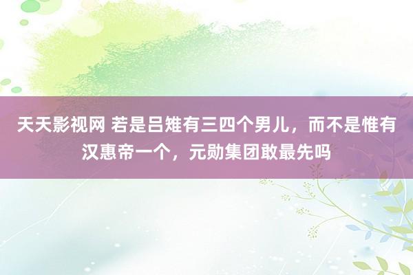 天天影视网 若是吕雉有三四个男儿，而不是惟有汉惠帝一个，元勋集团敢最先吗