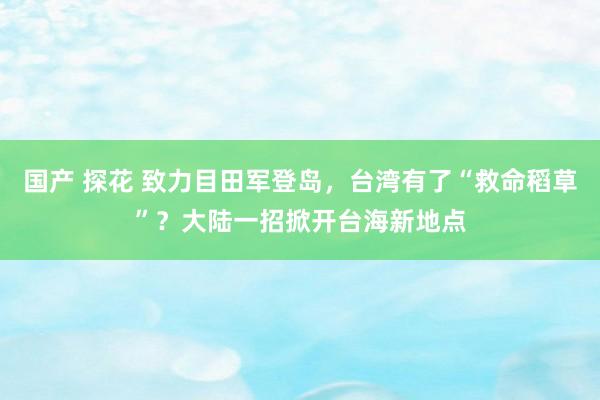 国产 探花 致力目田军登岛，台湾有了“救命稻草”？大陆一招掀开台海新地点