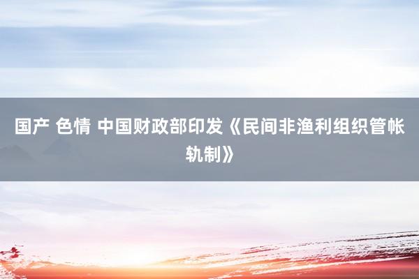 国产 色情 中国财政部印发《民间非渔利组织管帐轨制》