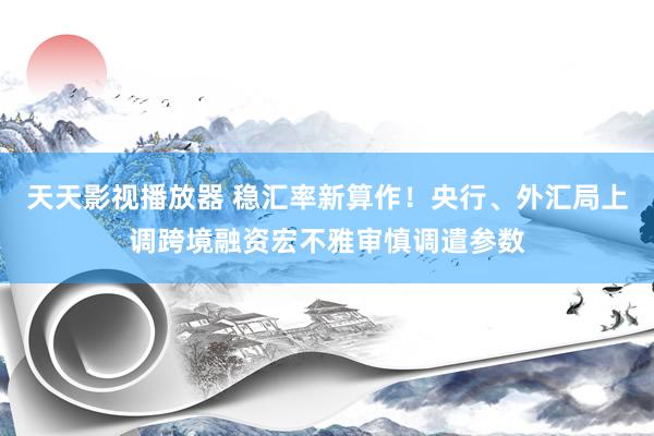 天天影视播放器 稳汇率新算作！央行、外汇局上调跨境融资宏不雅审慎调遣参数