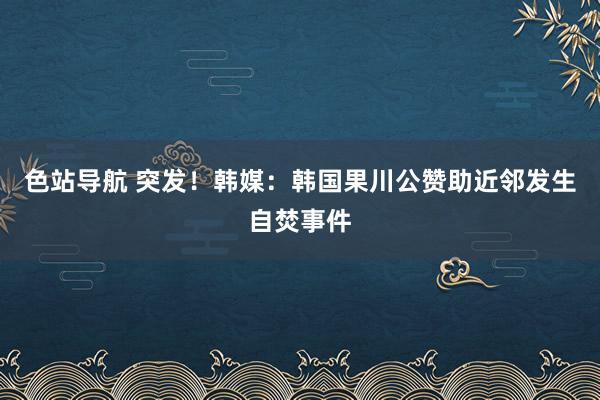 色站导航 突发！韩媒：韩国果川公赞助近邻发生自焚事件