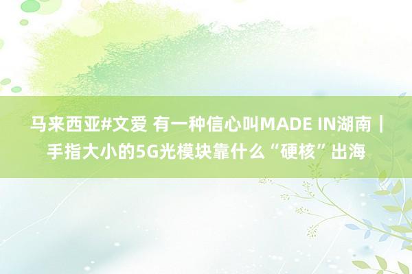 马来西亚#文爱 有一种信心叫MADE IN湖南｜手指大小的5G光模块靠什么“硬核”出海